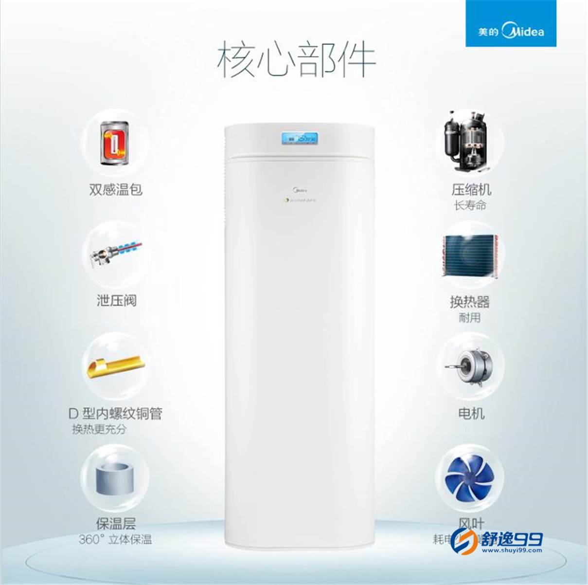 美的( Midea) 100升空气能热水器 6年包修 RSJ-20/100RD