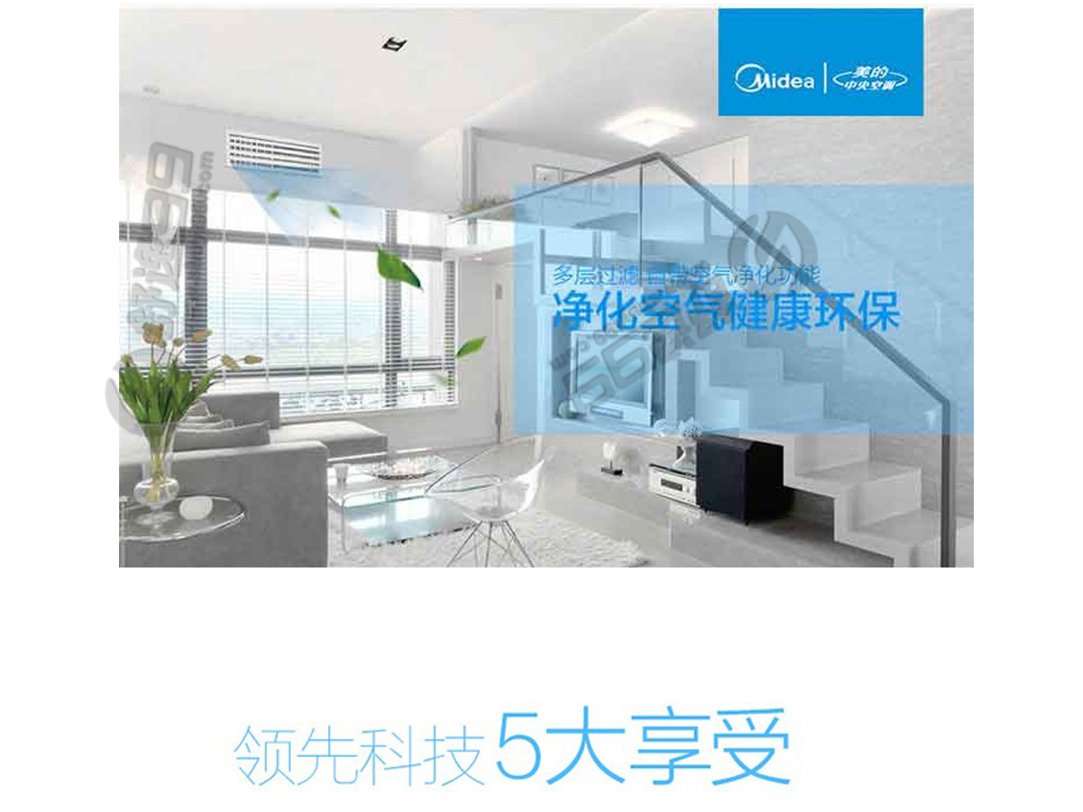 美的（Midea）一拖五变频 多联风管机空调 大6匹