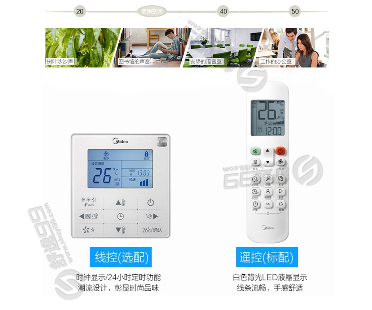 美的（Midea）一拖六变频 多联风管机空调 7匹