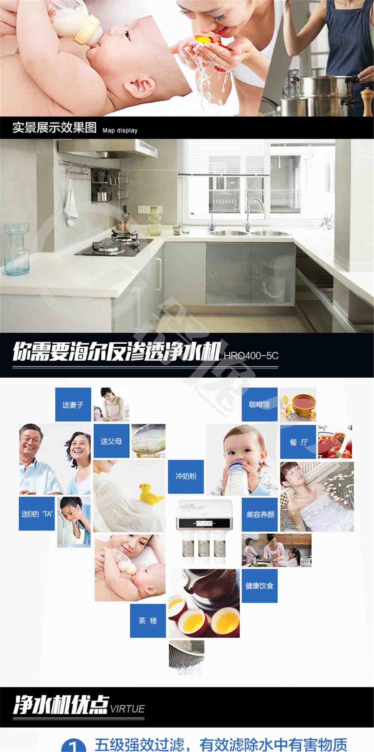 海尔(Haier)净水器HRO400-5C RO反渗透膜 