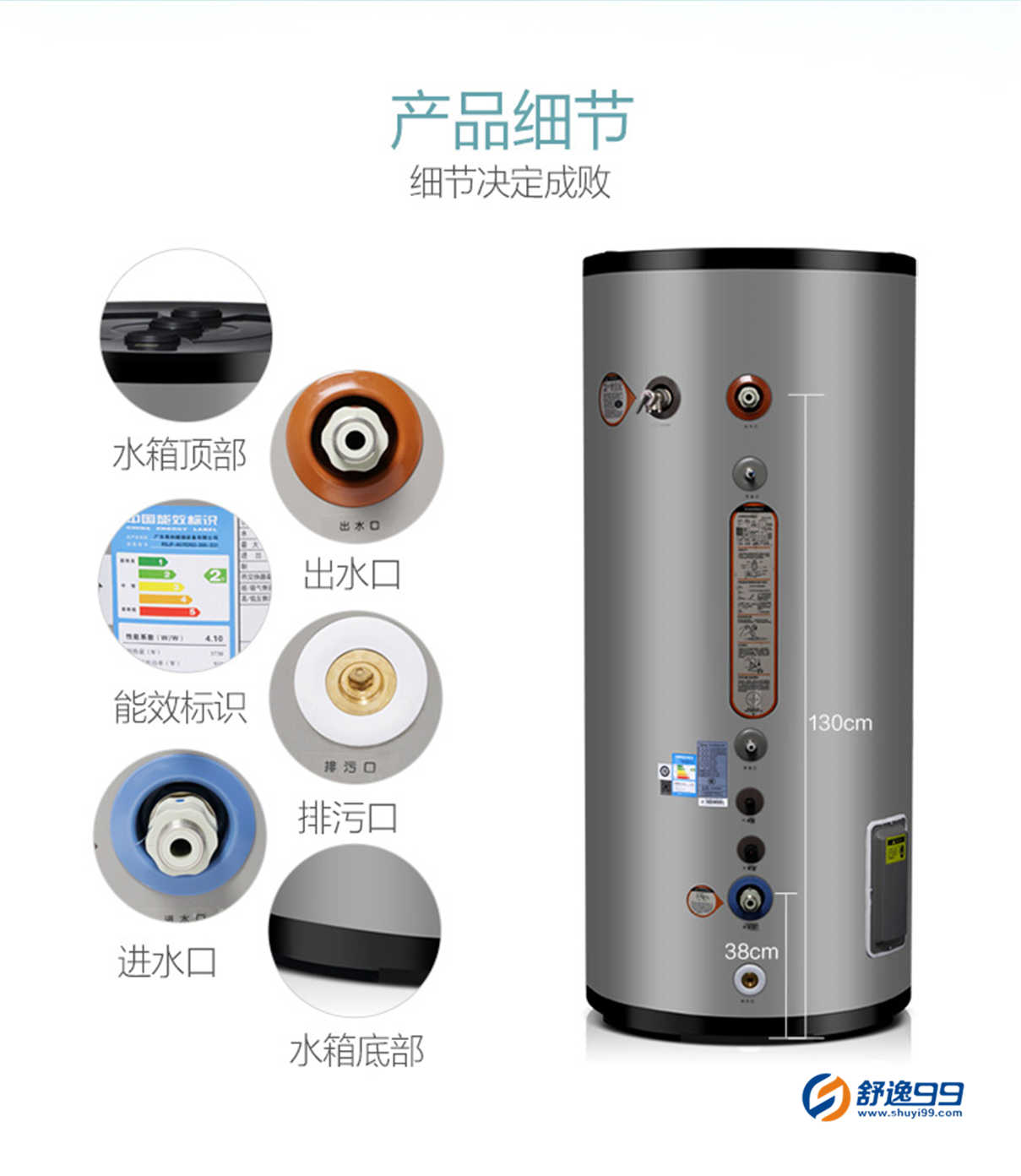 美的（midea）300升空气能热水器逸泉别墅机商用机70度高温  RSJF-40/RDN3-300/E(E2)